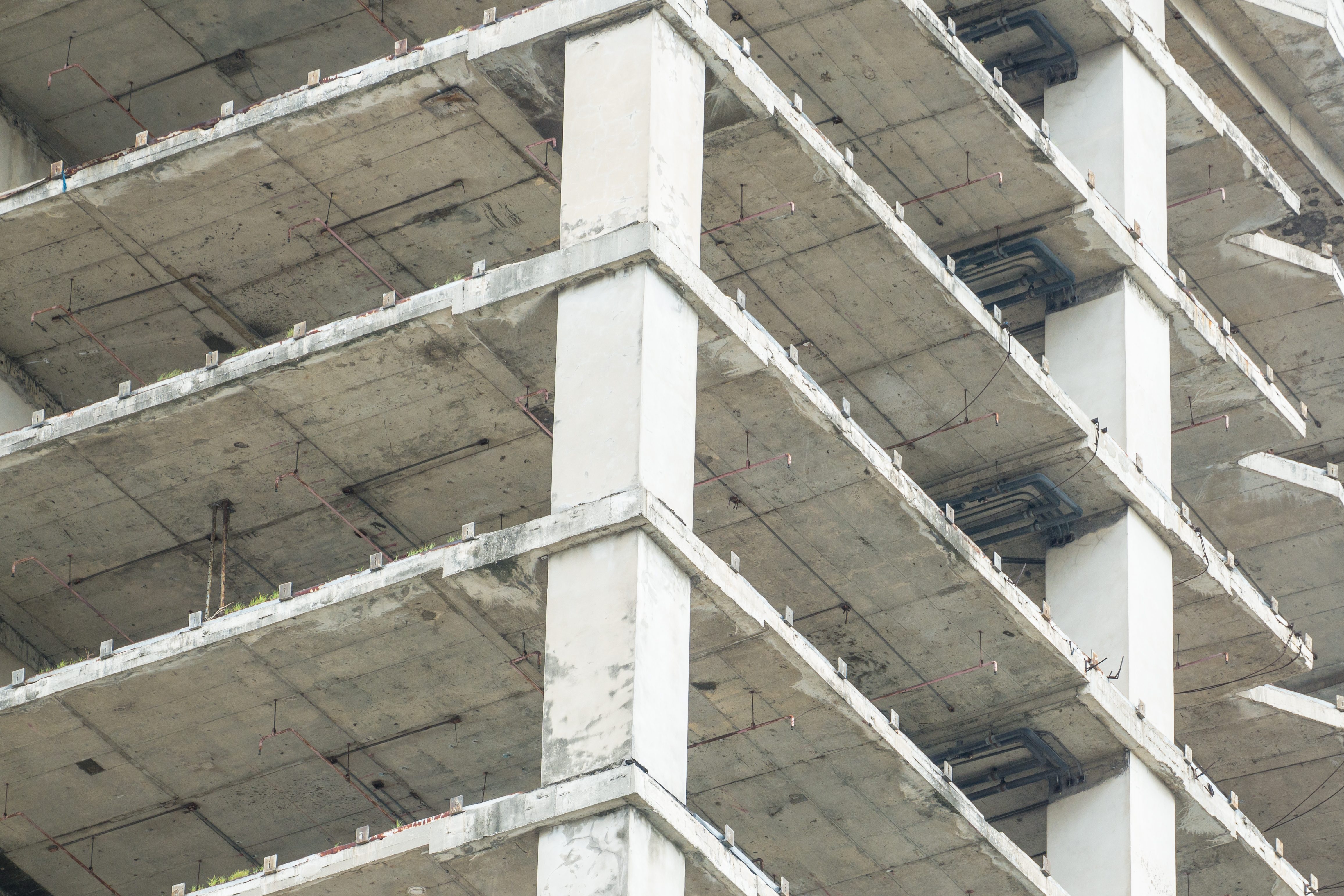 Building construction showing concrete structure