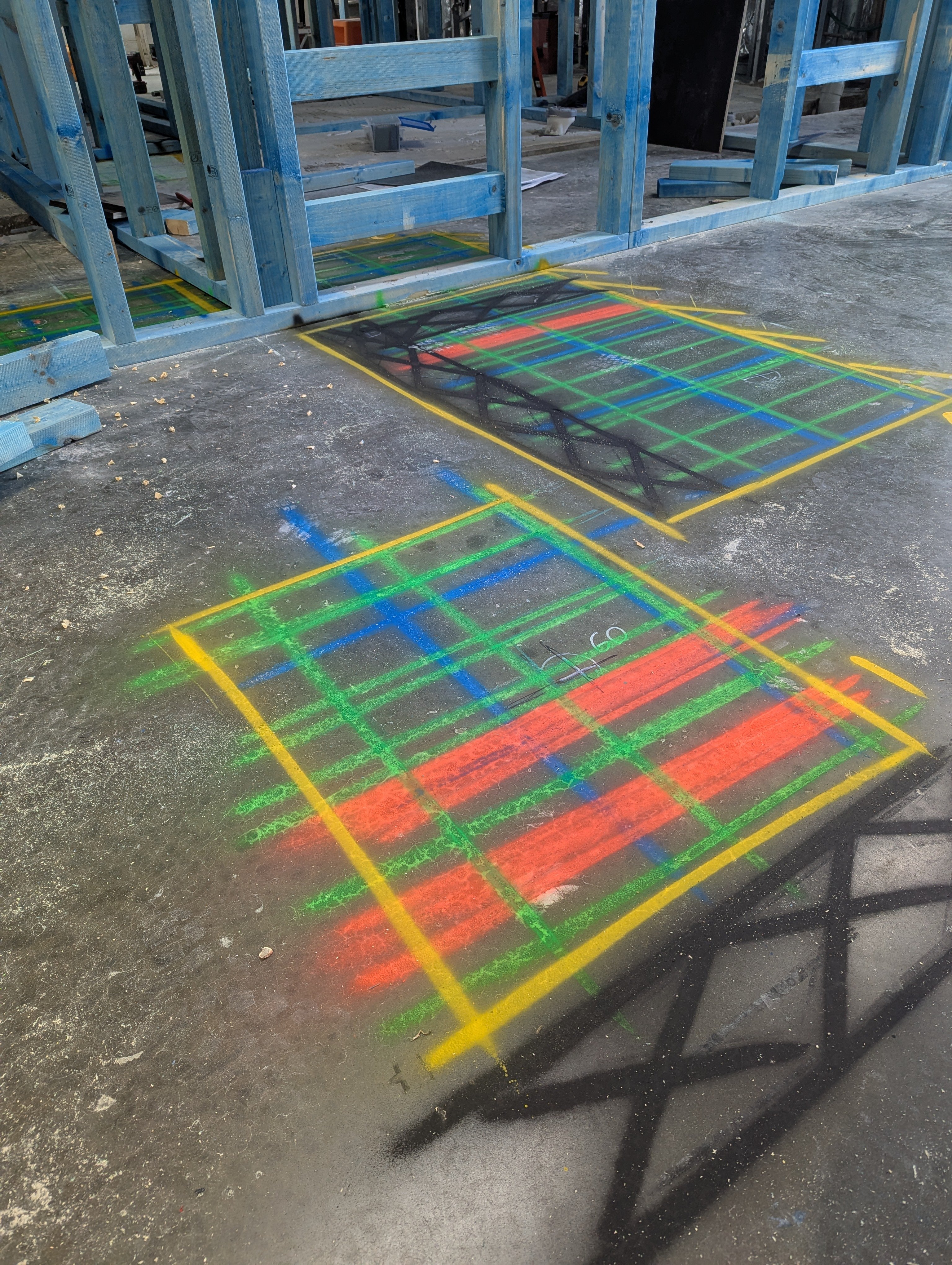 Concrete surface with scan markings